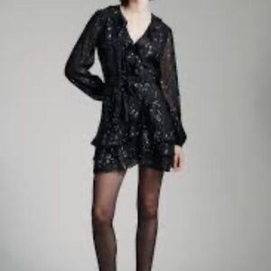 BARDOT TRIPLE THRILL SEQUIN BLACK DRESS SIZE 6 NWT